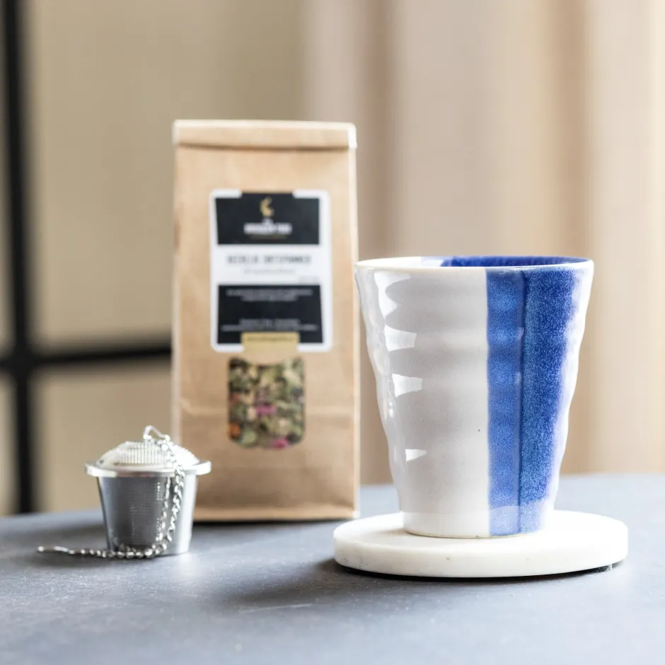 Sale Cadeauset mok & thee variant wit-blauw Theepakket | Vaderdag