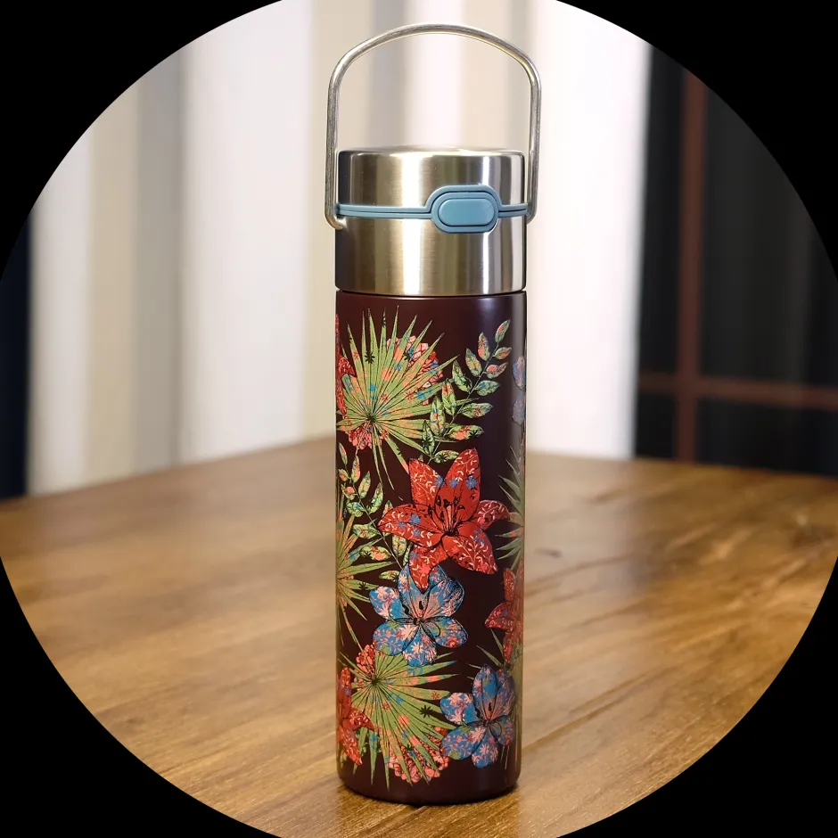 Hot Eigenart Leeza Drinkfles Rustic Flower RVS Thermosflessen Leeza To-Go