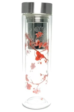 Outlet Flow tea Thermosfles FlowTea 'Cherry ' Glazen Thermosflessen FlowTea