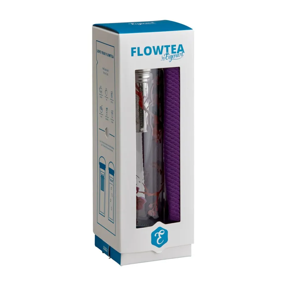 Outlet Flow tea Thermosfles FlowTea 'Cherry ' Glazen Thermosflessen FlowTea