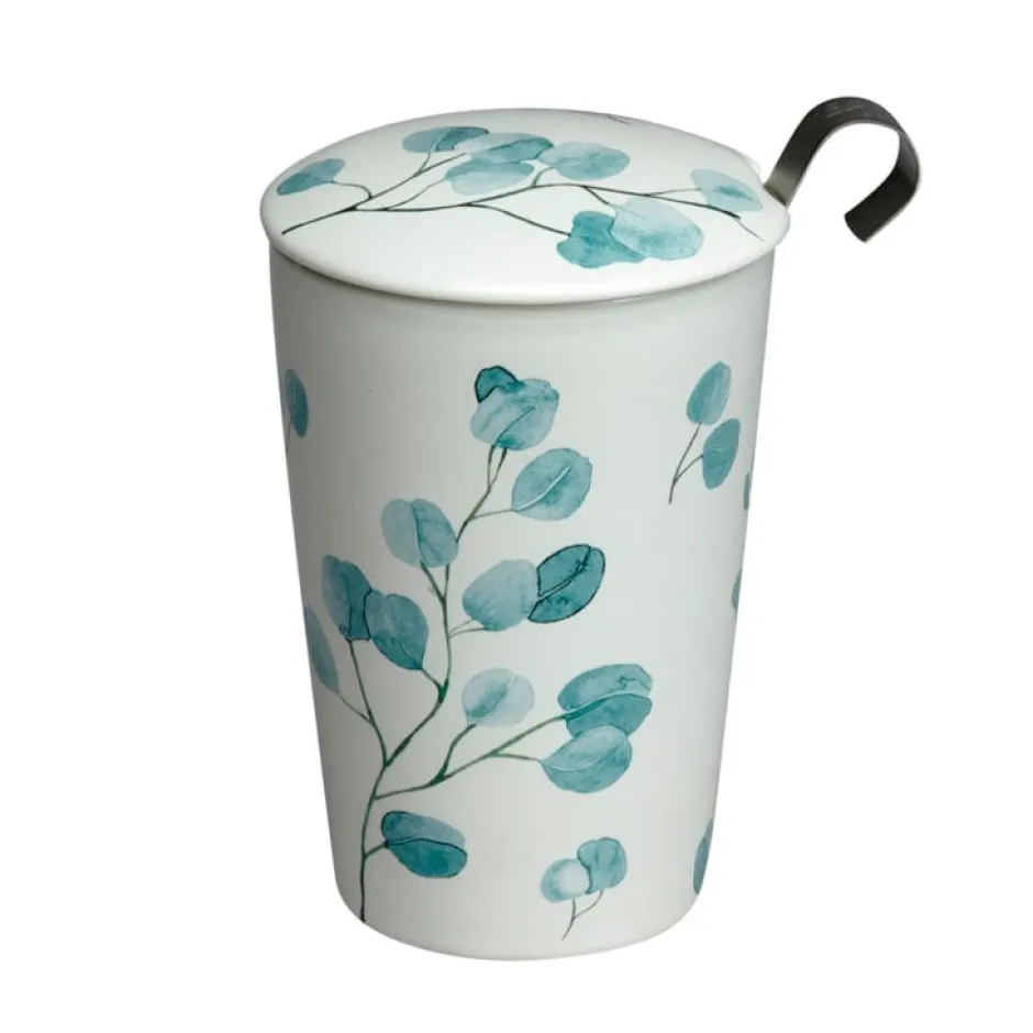 Best TeaEve "Eucalyptus" Blue Dubbelwandige theemok Theebekers Met Zeef | Teaeve Dubbelwandige Mokken
