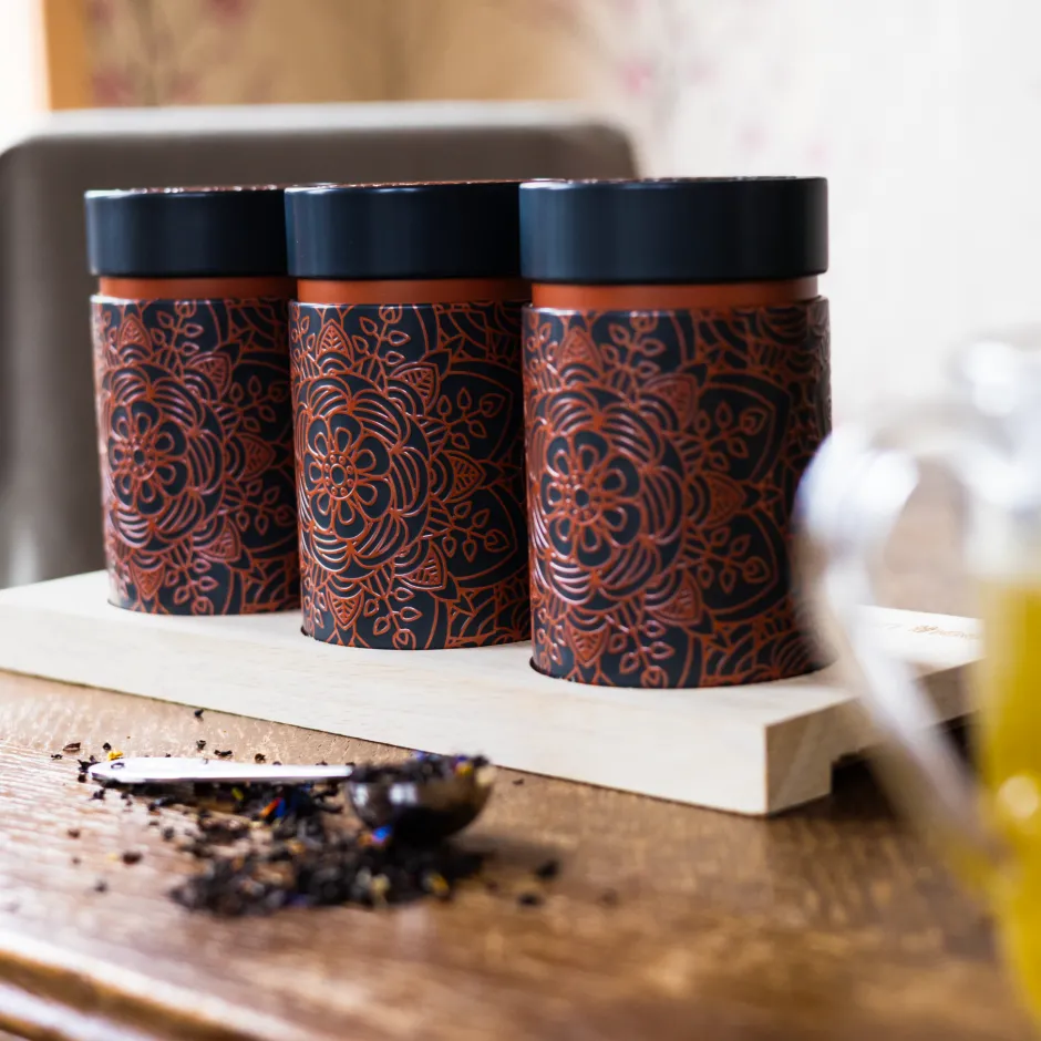 Discount Theeplank Mandala zwart Bewaarblikken Eigenart | Theeplanken