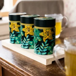 Hot Theeplank Rustic Flower groen/geel Bewaarblikken Eigenart | Theeplanken