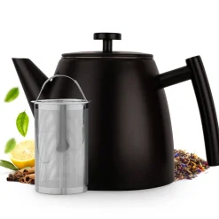 Best Theepot RVS mat zwart 1 liter Theepotten | Vaderdag