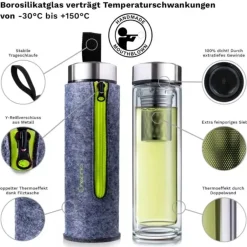 Discount Thermosfles dubbelwandig glas Glazen Thermosflessen FlowTea