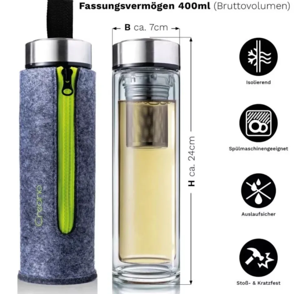 Discount Thermosfles dubbelwandig glas Glazen Thermosflessen FlowTea